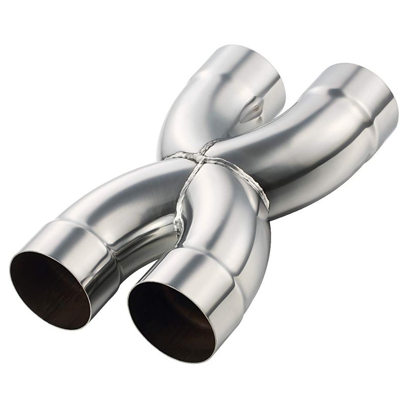 LCGP Universal 3" In/Out Crossover X Pipe 12" Length Stainless Steel Exhaust Pipe - Image 1